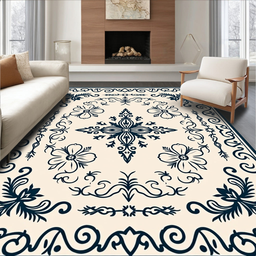 Classic Floral Border Design Rug