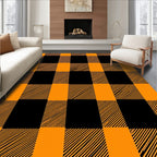 Rustic Orange Black Buffalo Check Rug
