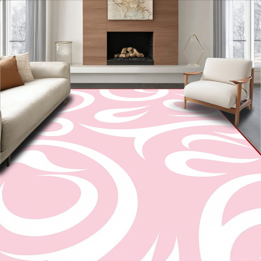 Soft Pink Swirls Pattern Rug