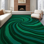 Green Swirl Pattern Abstract Rug