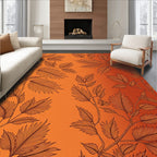 Orange Floral Branch Pattern Rug