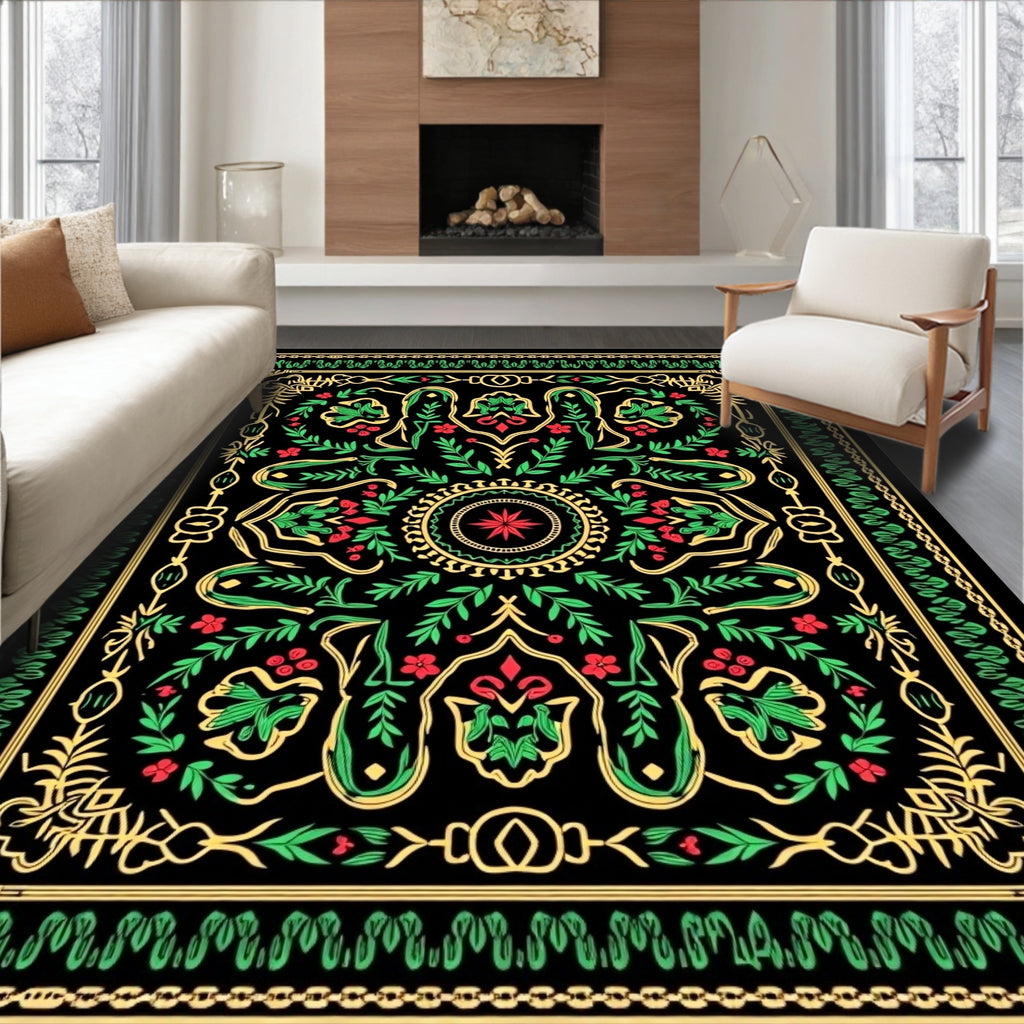 Ornate Crimson Botanical Garden Rug