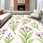 Delicate Lavender Floral Botanical Pattern Rug