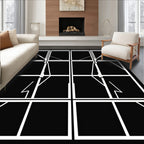 Monochrome Linear Abstract Grid Design Rug