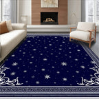 Deep Blue Starry Night Snowfall Rug