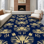 Golden Fanburst Navy Pattern Rug