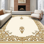 Ornate Scrollwork Cream Gold Frame Rug
