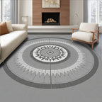 Grey Sunburst Radial Pattern Rug
