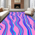 Wavy Lines Pink Blue Pattern Rug