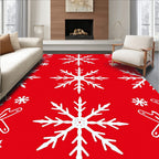 Red White Snowflake Pattern Rug