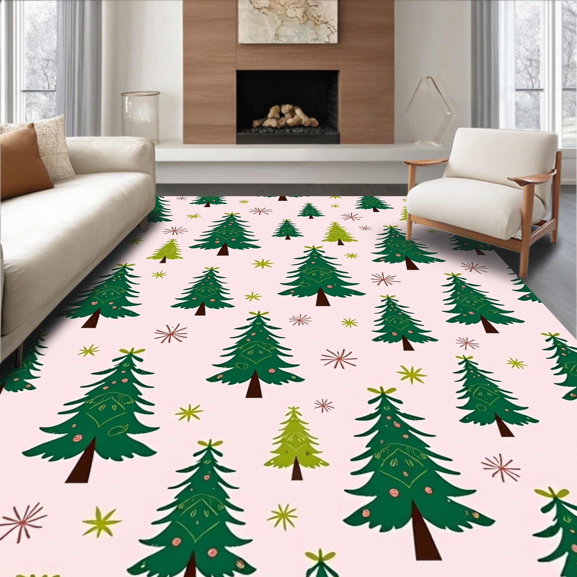 Festive Holiday Tree Pattern Rug