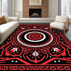 Bold Red Floral Mandala Pattern Rug