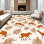 Safari Animals Palm Leaves Pattern Rug