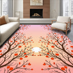 Orange Fruit Tree Silhouette Sunset Rug