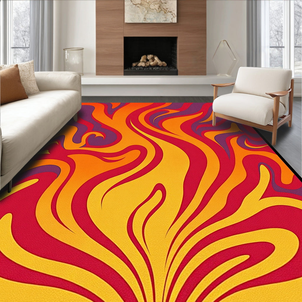 Bold Swirls Warm Tones Pattern Rug
