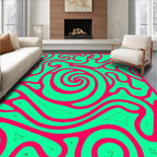 Vibrant Maze Swirl Abstract Pattern Rug