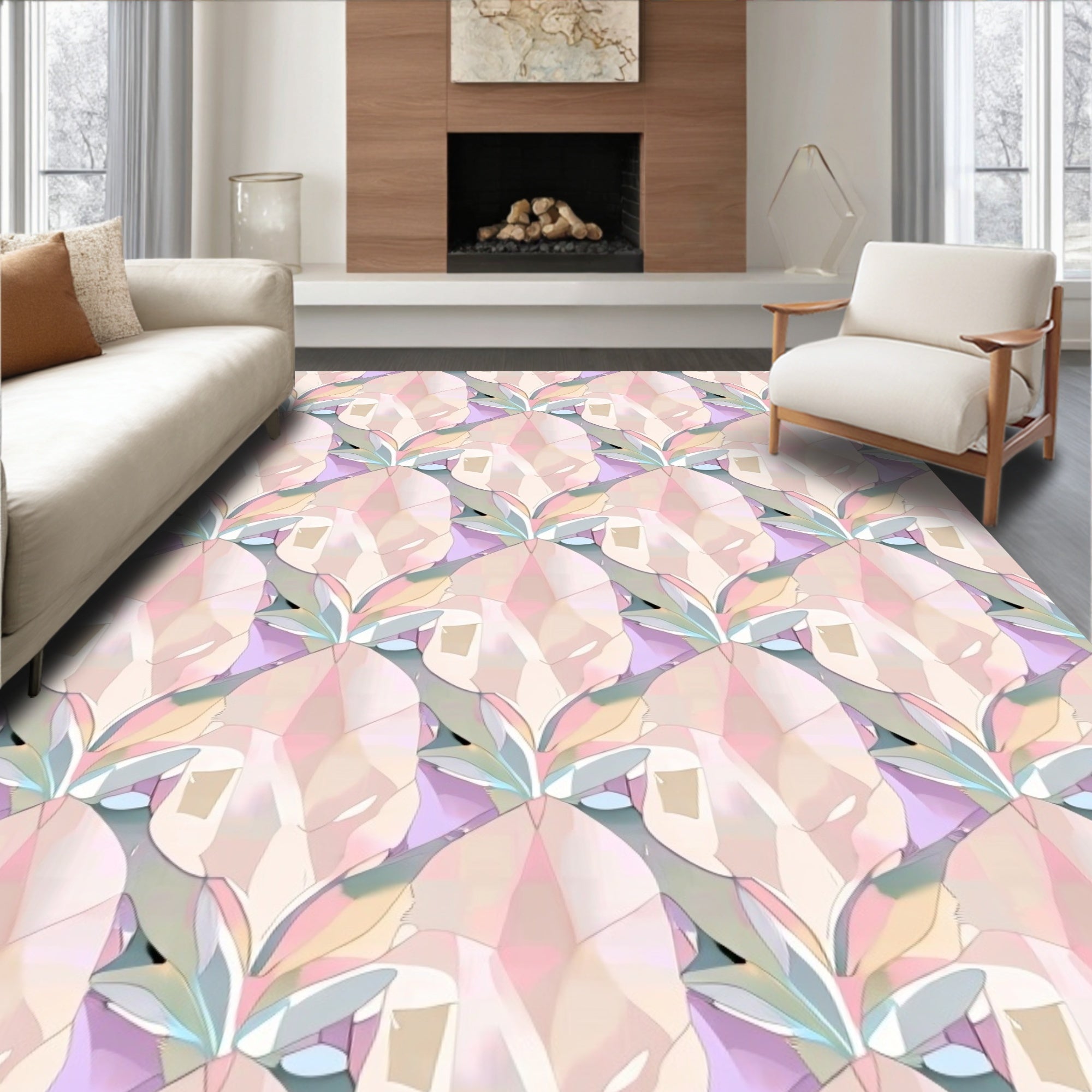 Pastel Gemstone Geometric Pattern Rug