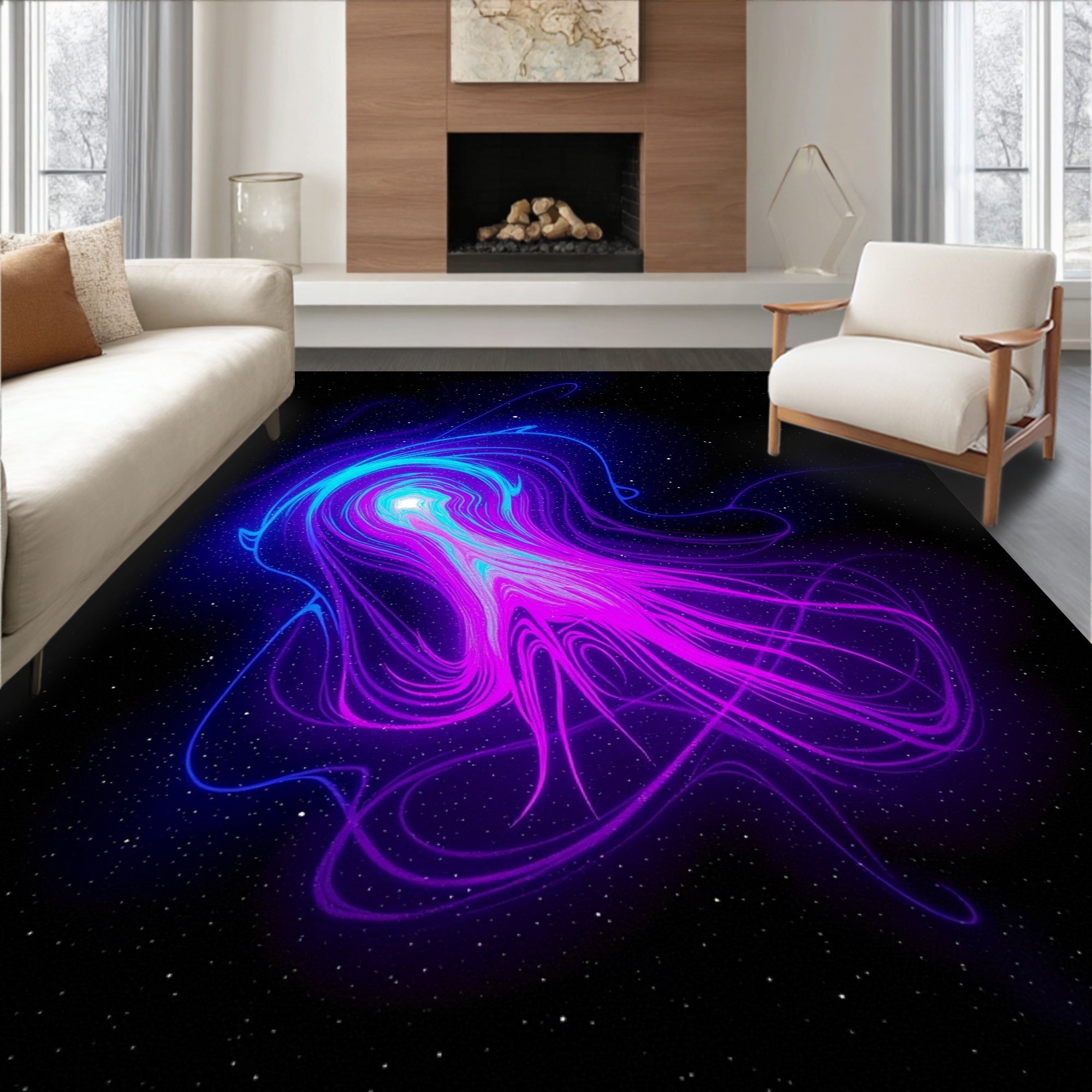 Vibrant Swirls Nebula Rug