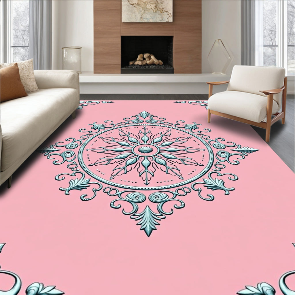 Ornate Floral Medallion Design Rug