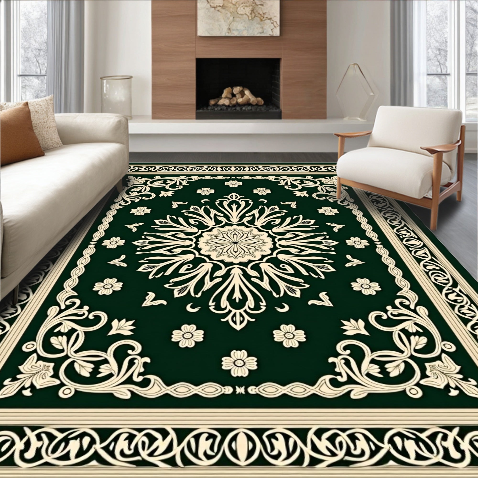 Ornate Floral Medina Medallion Design Rug