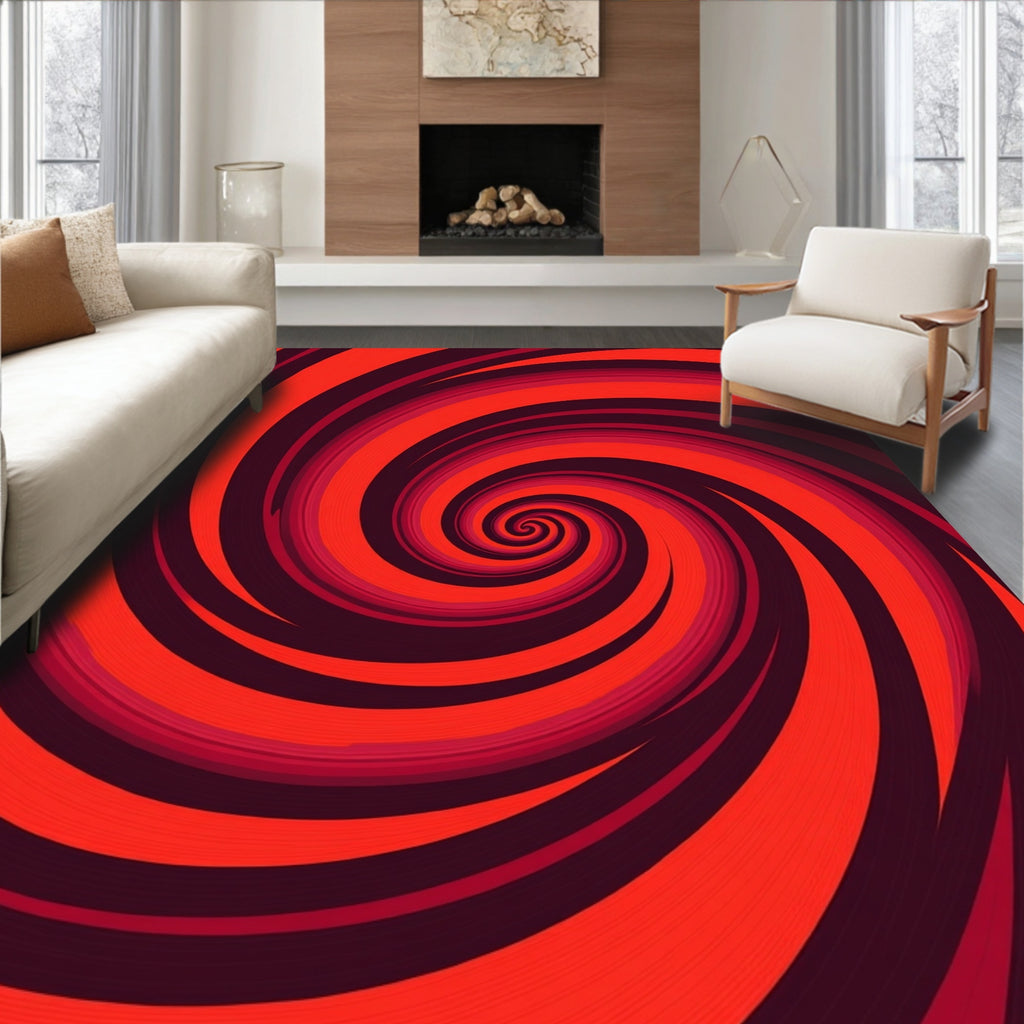 Hypnotic Red Swirl Pattern Rug