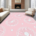Whimsical Pink Swirl Star Pattern Rug