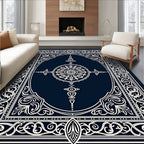 Ornate Floral Emblem Mandala Design Rug