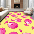 Pink Abstract Botanical Pattern Rug