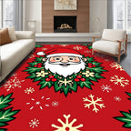 Festive Santa Claus Holly Pattern Rug