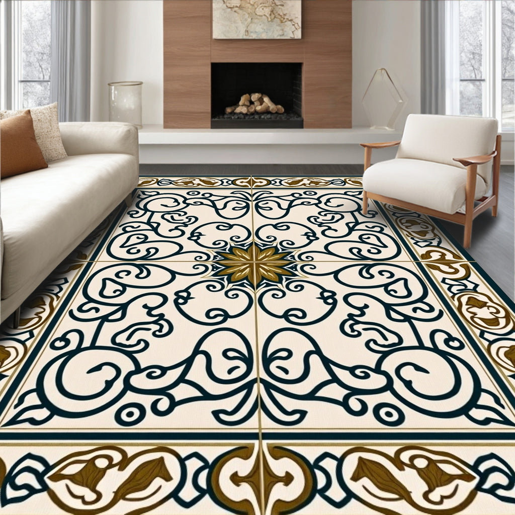Elegant Floral Scrollwork Pattern Rug