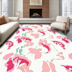 Abstract Pink Floral Shape Pattern Rug