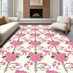 Pink Floral Petal Vines Rug