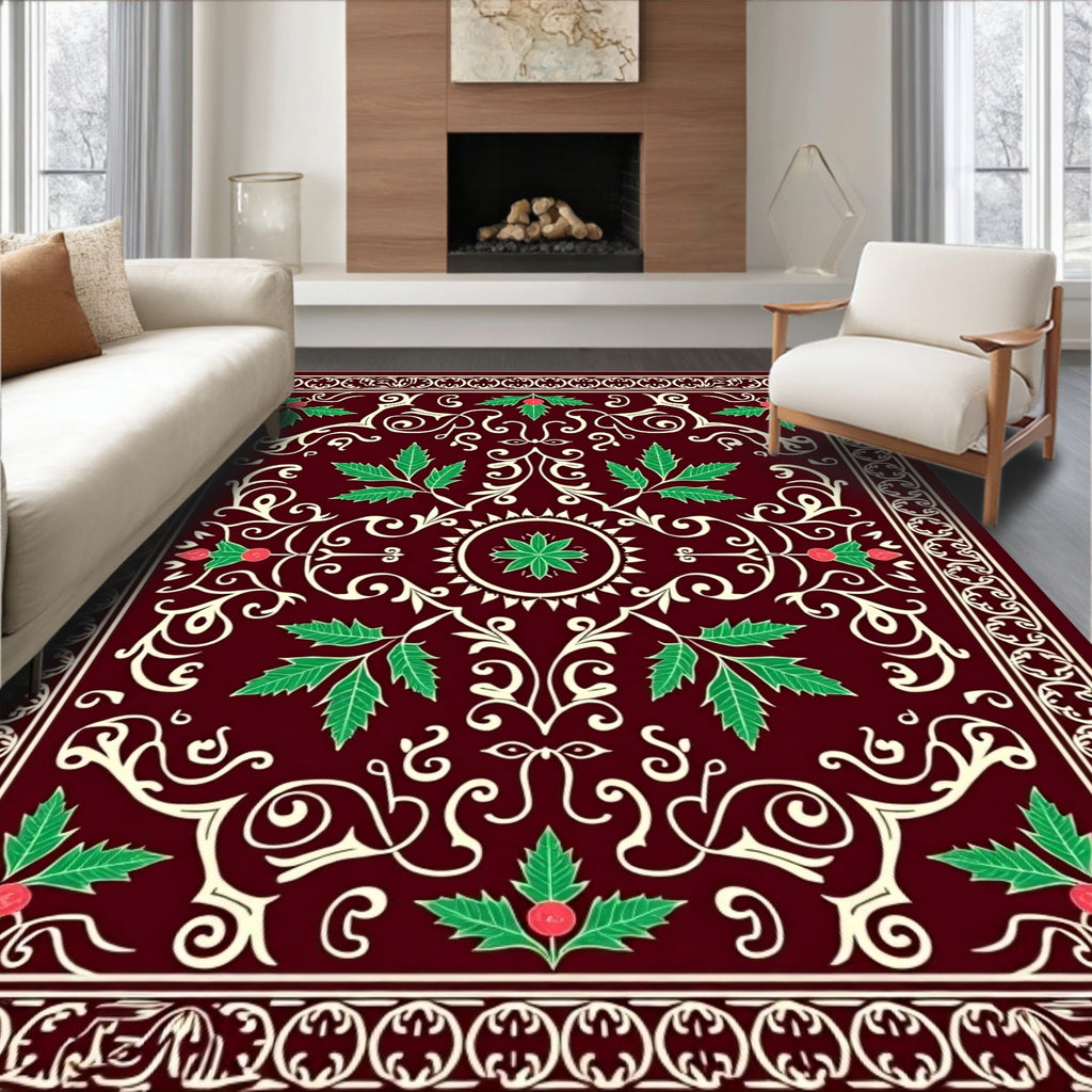 Regal Holly Vine Motif Rug