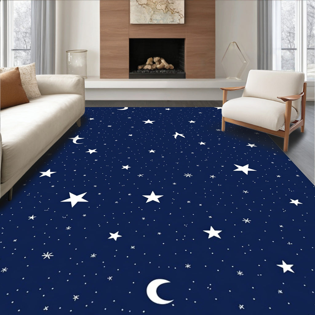 Celestial Stars Moon Patterned Rug