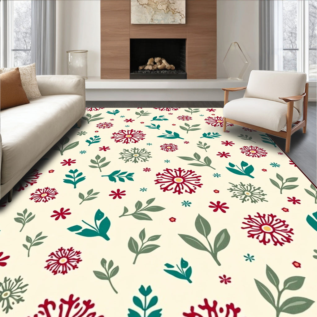 Floral Leafy Patterned Rug