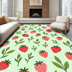 Cute Strawberry Leaves Pattern Design Rug