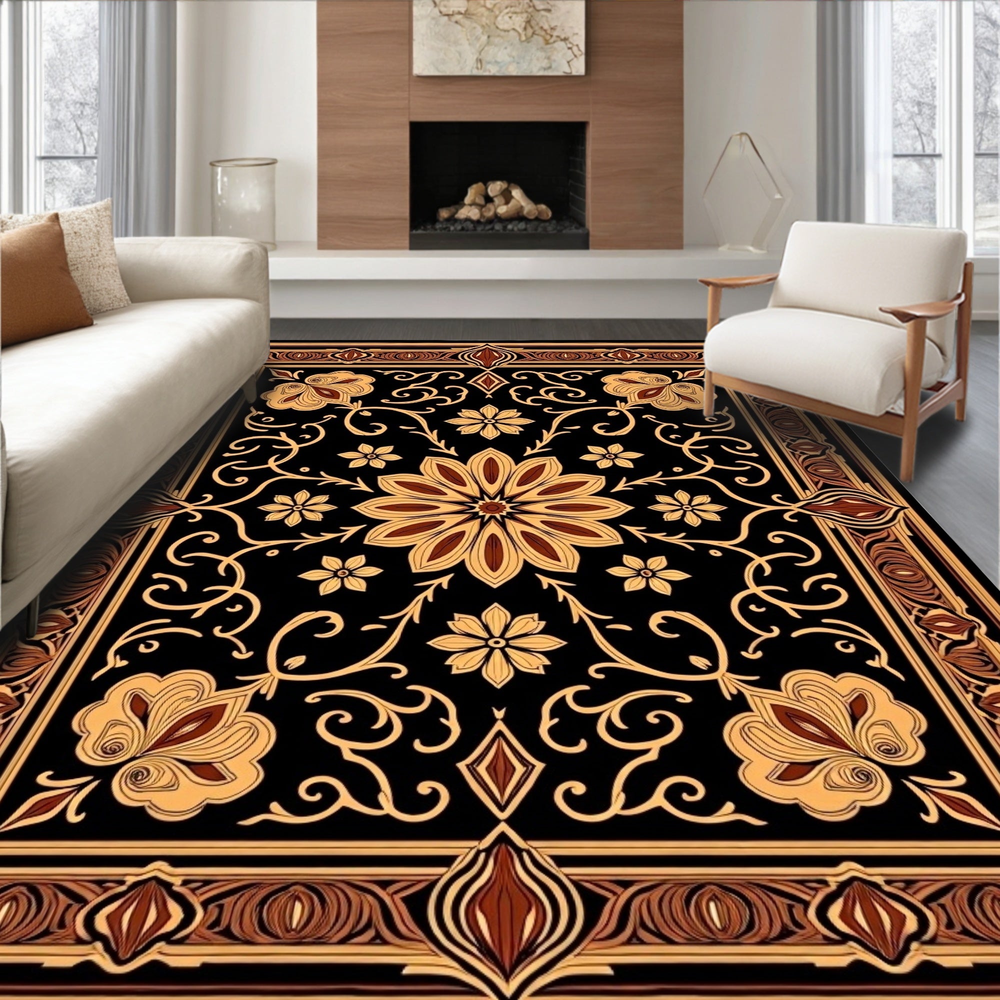 Ornate Floral Pattern Rug