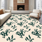 Dark Teal Floral Acanthus Scroll Rug