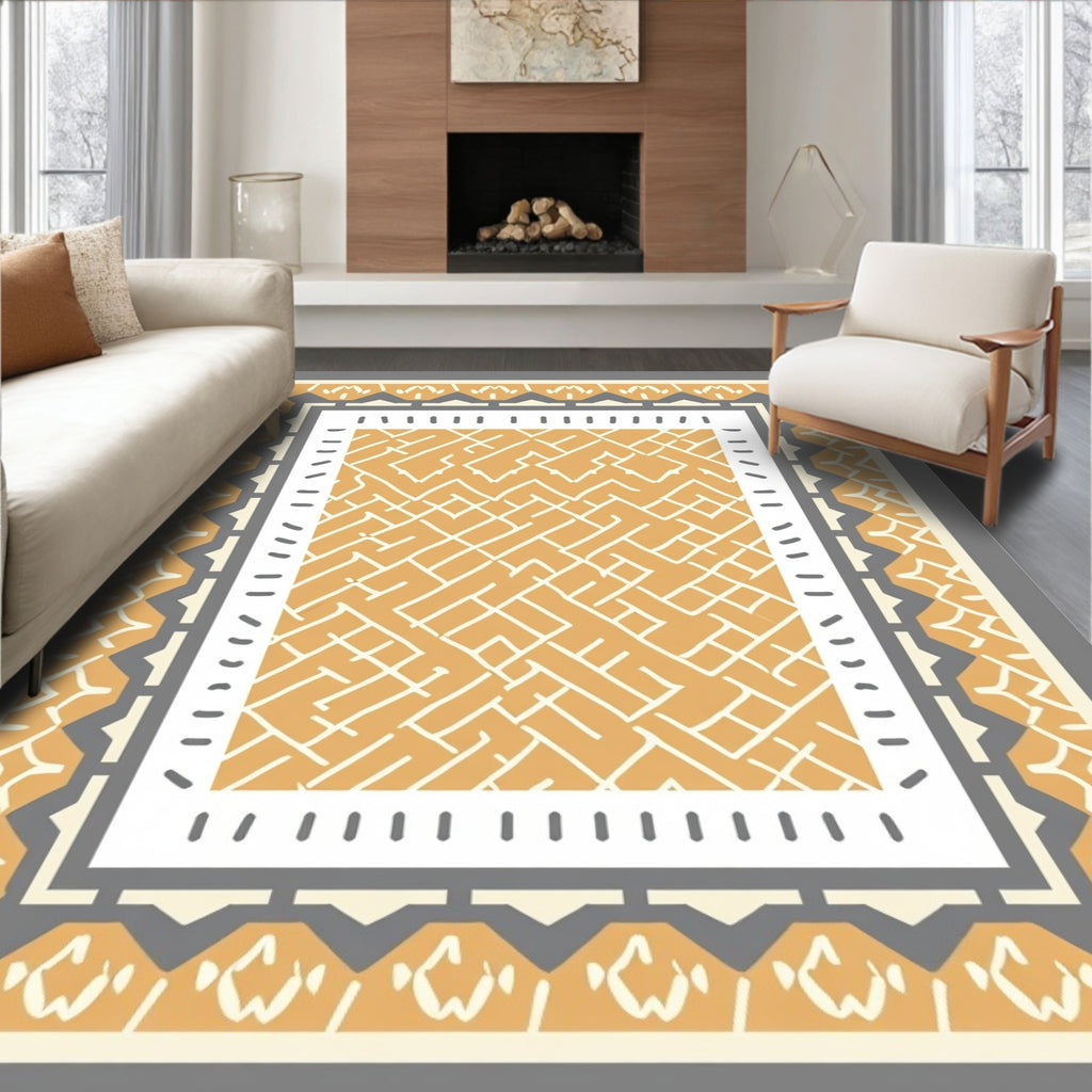 Geometric Maze Border Rug