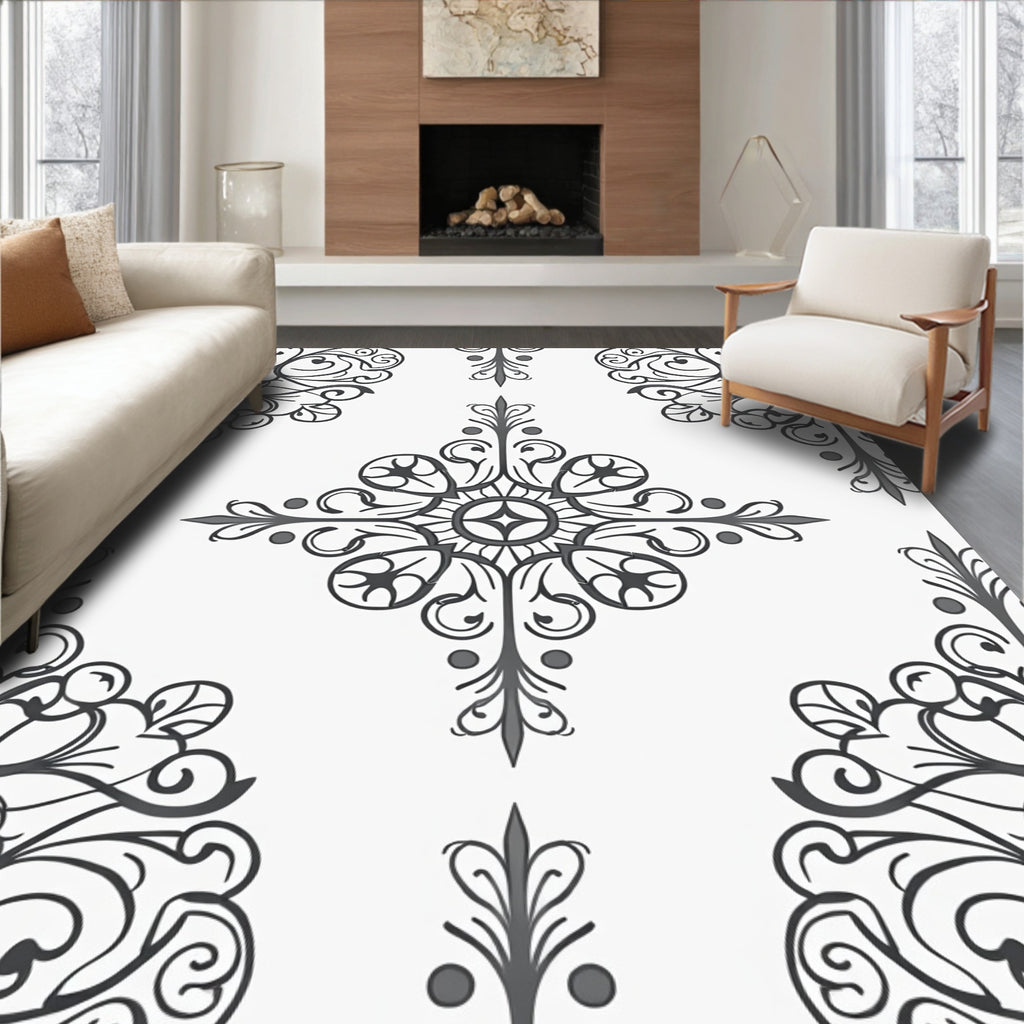 Ornate Scrollwork Symmetry Design Rug
