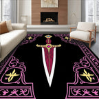 Gothic Sword With Pink Floral Border Rug