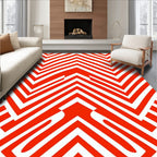 Bold Red White Chevron Pattern Rug