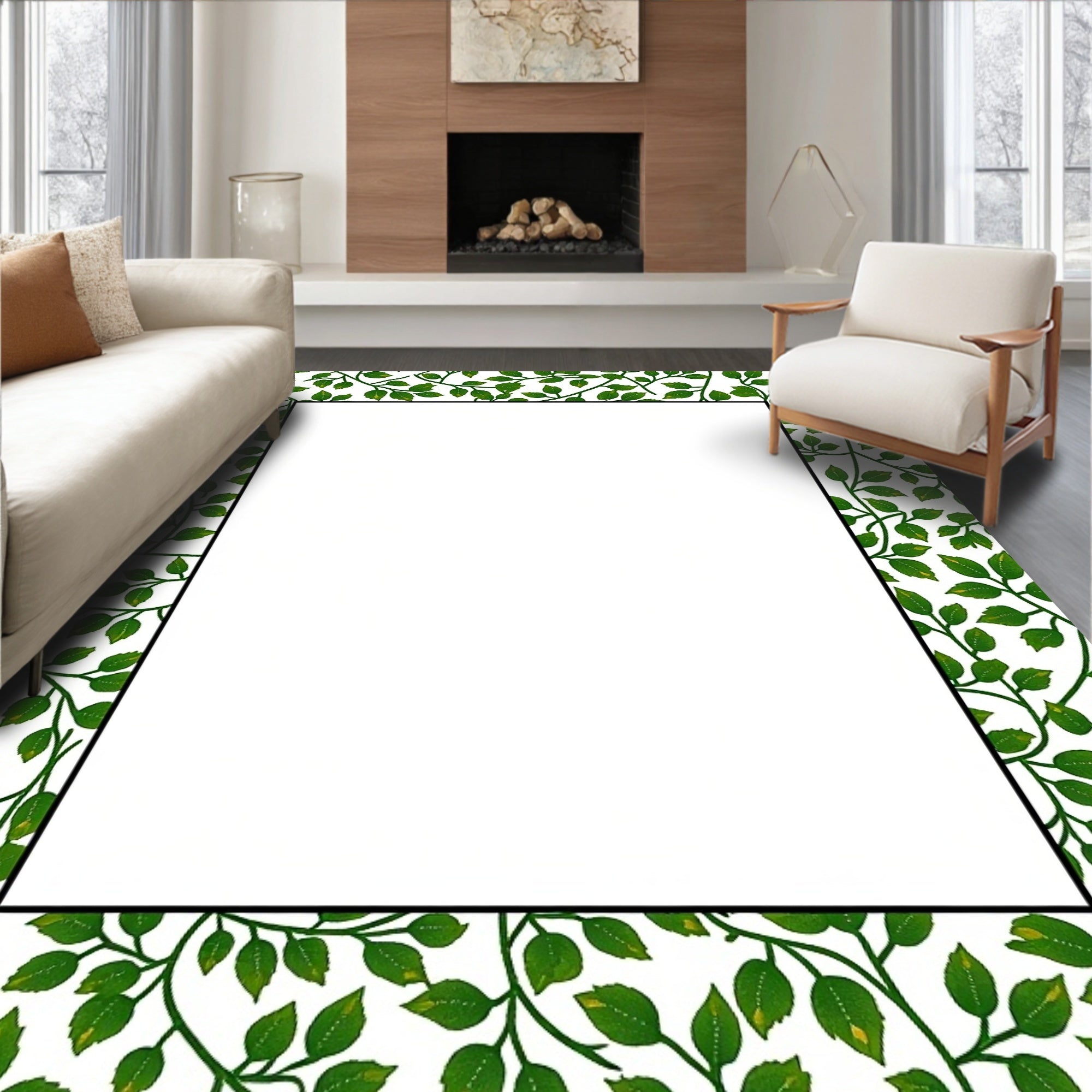 Green Vine Pattern Rug