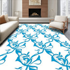 Dynamic Blue Abstract Floral Pattern Rug