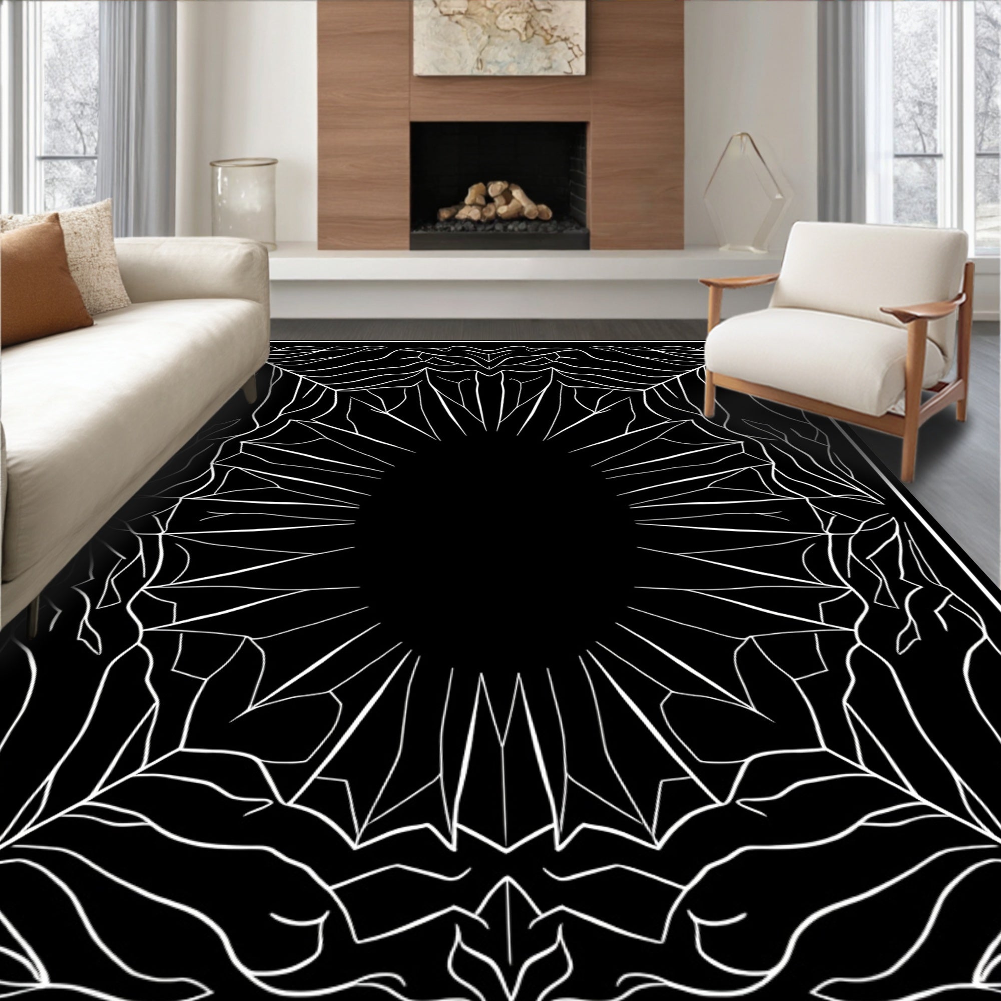 Radiating Starburst Abstract Design Rug