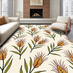Golden Wheat Stalk Pattern Design Rug