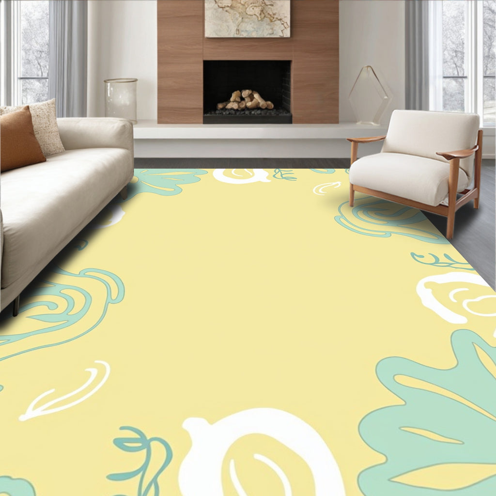 Abstract Floral Sketch Pattern Rug