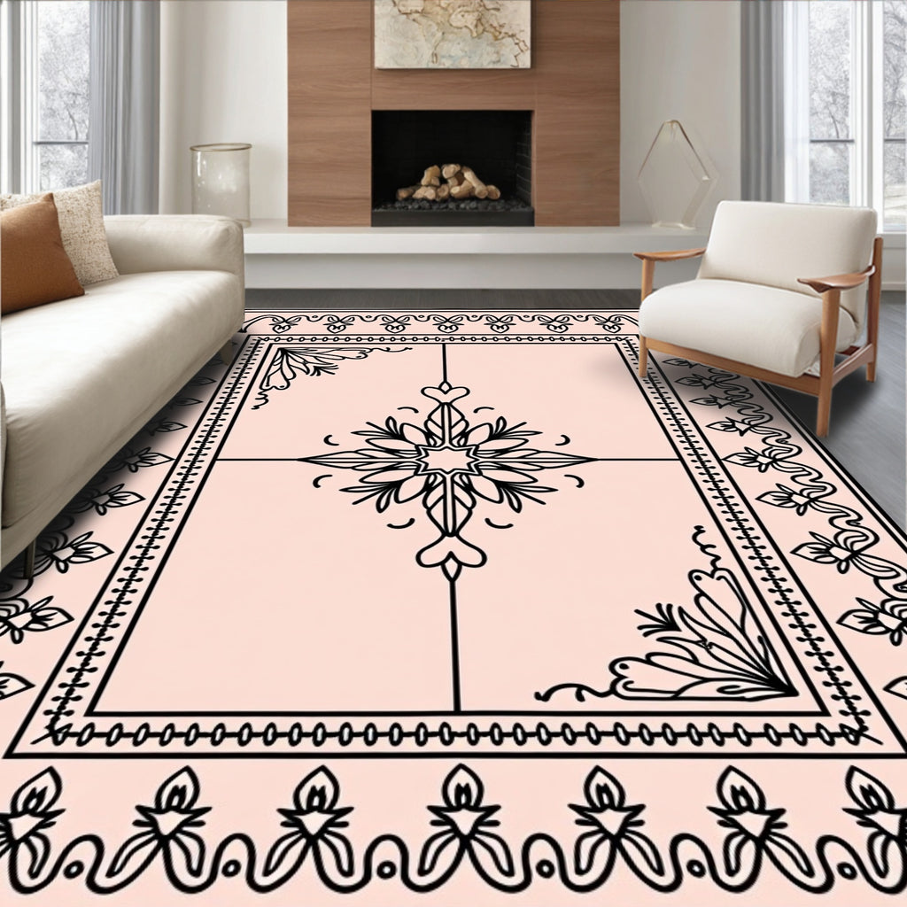 Delicate Floral Heart Pattern Rug
