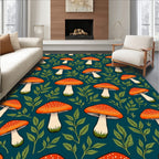 Cute Mushroom Leaf Pattern Rug
