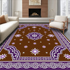 Intricate Floral Paisley Brown Purple Rug